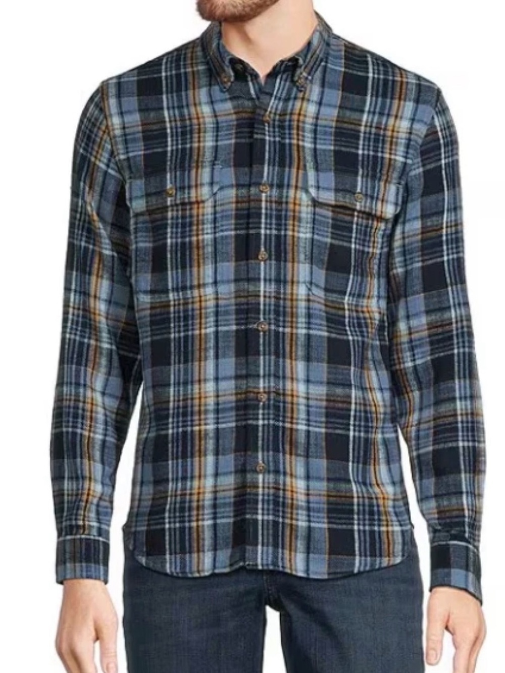 LL Bean Large Slightly Fitted 1912 Field Flannel Plaid Shirt Classic Navy NWT